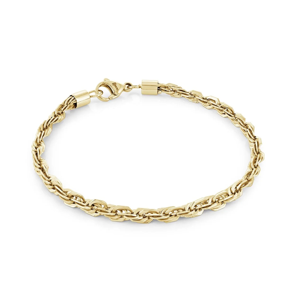 Bracelet torsade, acier inoxydable doré, 4 millimètres