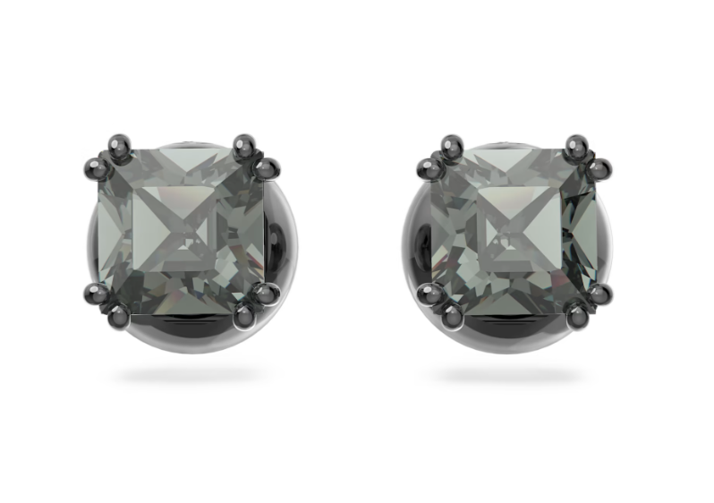 Boucles d'oreilles clous Millenia Swarovski pour femme, noir, métal ruthénium Boucles d'oreilles clous Millenia Swarovski pour femme, noir, métal ruthénium