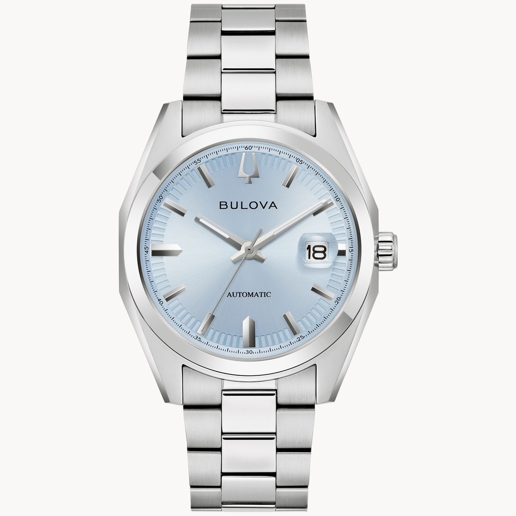 Montre automatique, acier inoxydable, fond bleu - 96B469 - Bulova