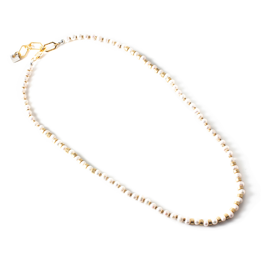 Collier étain, or 22kt, perles - SYDNEY-PERLE - Anne-marie Chagnon