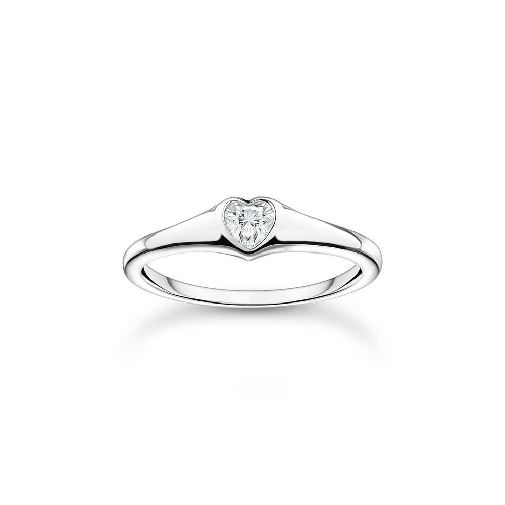 Bague coeur argent, zircon blanc Bague coeur argent, zircon blanc