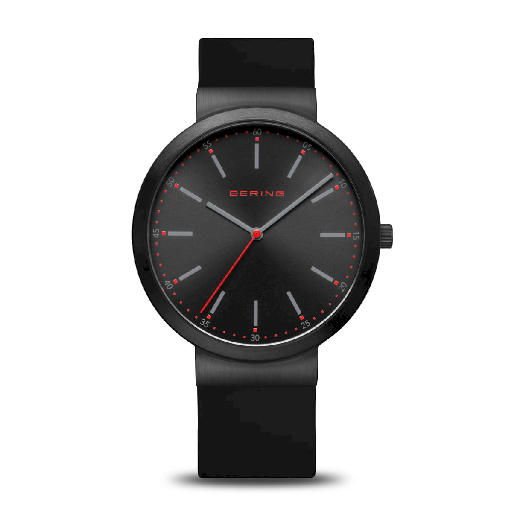 Montre silicone noir, acier inoxydable noir, fond noir