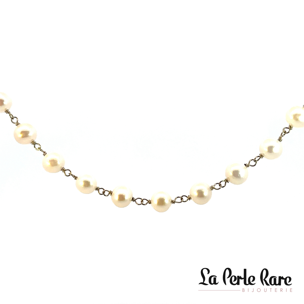 Collier or jaune, perles eau douce - GRACE10-186W - Exclusivités