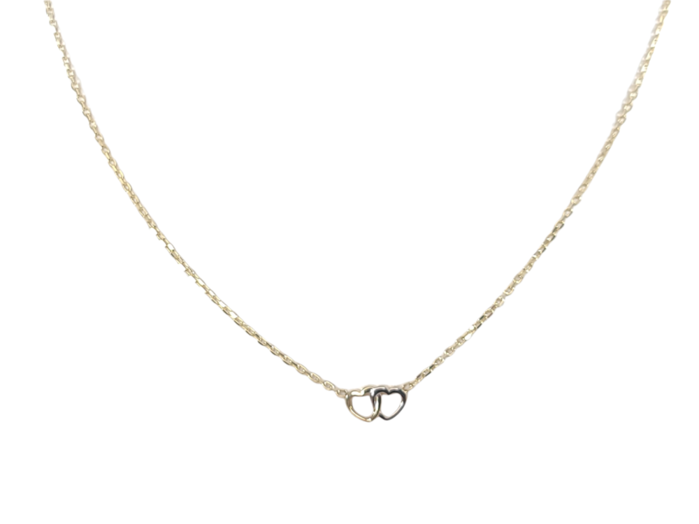 Collier coeurs, or 2 tons (jaune et blanc) 10 carats