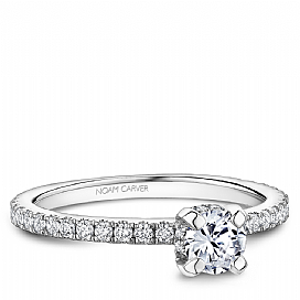 Bague or blanc 56 pts dia tot - S288-01A - Crown Ring