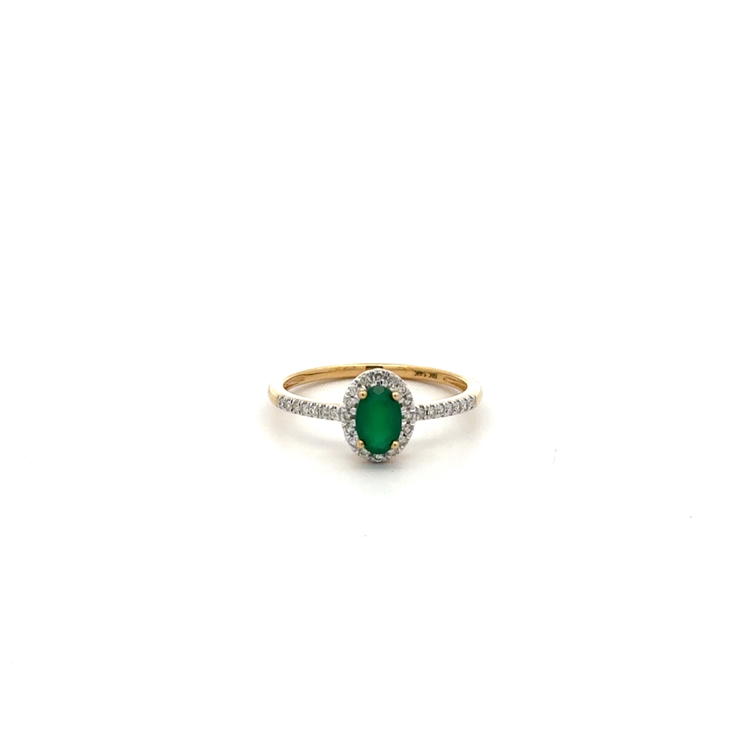 Bague or jaune 14 carats, émeraude, diamants - SKR43393-ED - Exclusivités