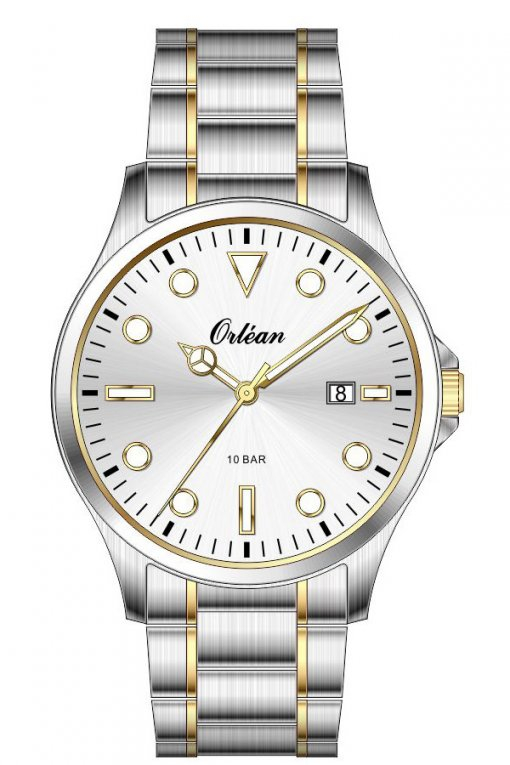 Montre acier inoxydable 2 tons (blanc et jaune) - ME3676 - Orlean