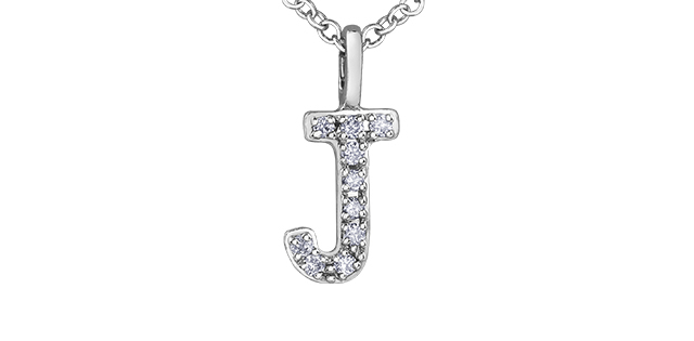 Pendentif lettre j, 5 pts dia tot, or blanc - DD7530J - Corona