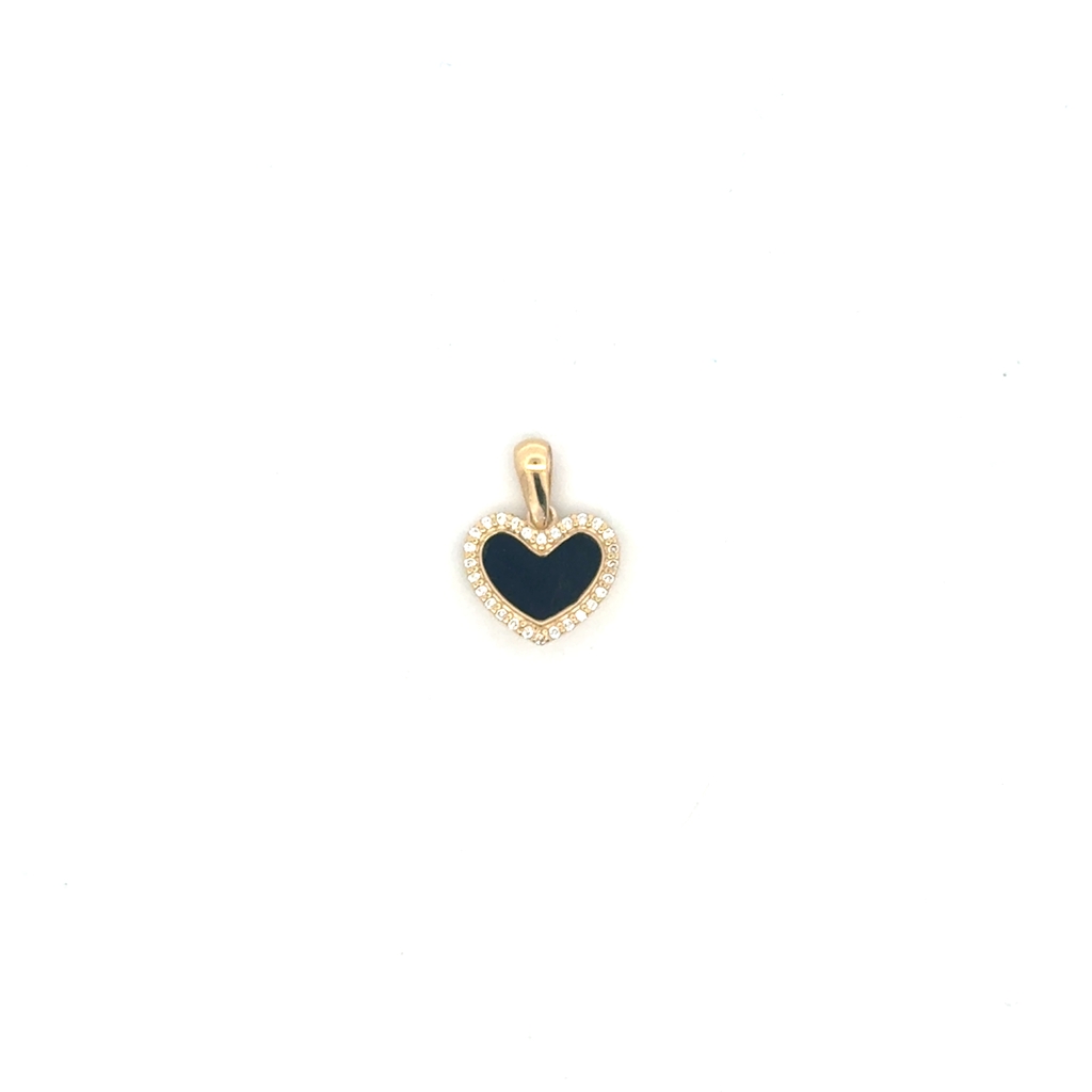 Pendentif coeur, or jaune 10 carats, onyx - 14014-ONYX - Exclusivités