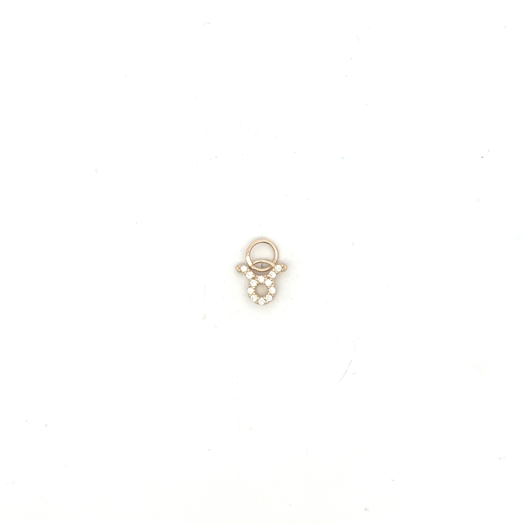 Pendentif zodiaque Taureau. or jaune 10 carats, zircons incolores - 14293-TAUREAU - Exclusivités