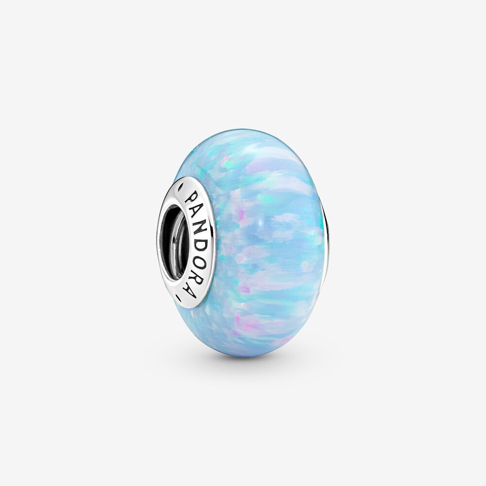 Bille ocean bleu opalescent, opale faite en laboratoire, argent - 791691C01 - Pandora