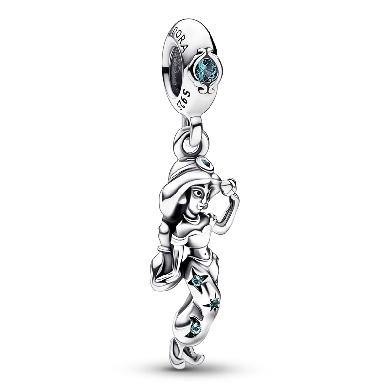 Bille Disney princesse Jasmine, argent, cristaux bleus/verts - 792343C01 - Pandora