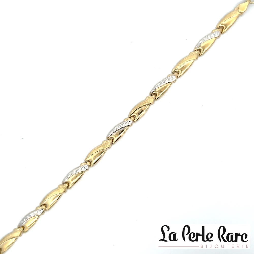 Bracelet or 2 tons (jaune et blanc) 10 carats - LPR-2845-7 - Exclusivités