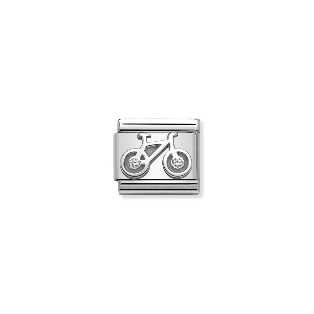 Maille classique vélo, acier inoxydable, argent, zircons incolores - 33031104 - NOMINATION