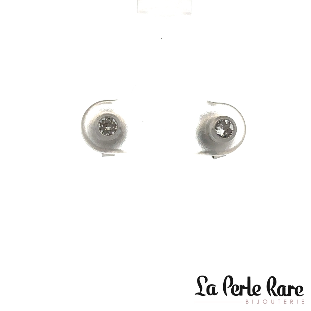 Boucles d'oreilles fixes acier inoxydable, zircons incolores - LPR-2728 - Exclusivités