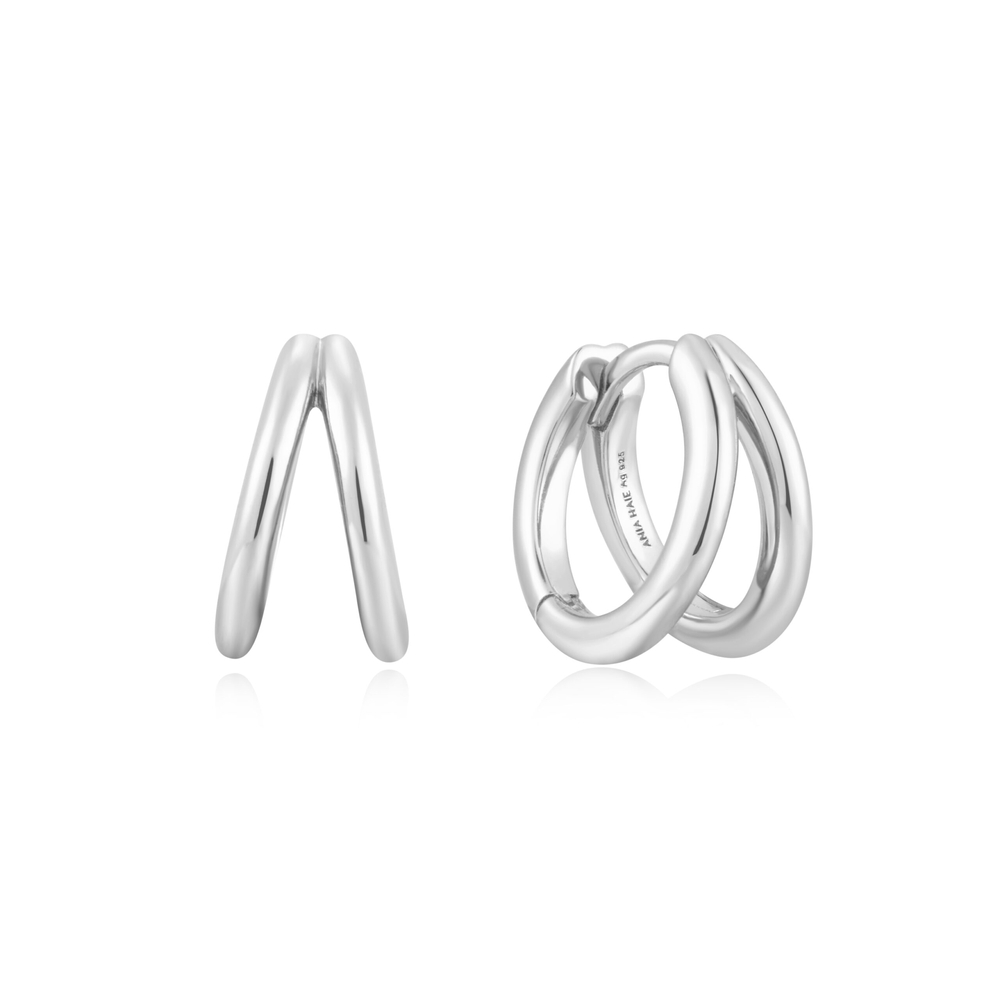 Anneaux de type huggies argent rhodié - E059-14H - Ania Haie