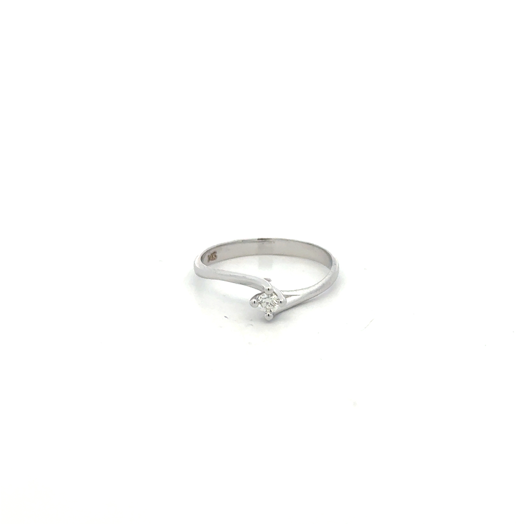 Bague solitaire, or blanc 14 carats, diamant de 7 points, SI/FG
