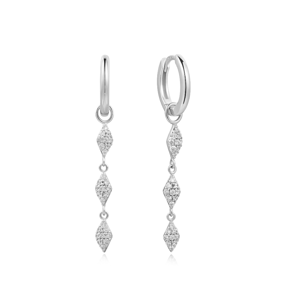 Anneaux argent sterling rhodié avec zircons