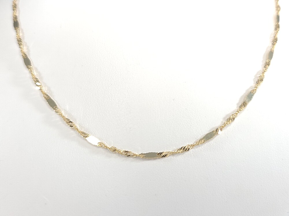 Chaîne singapour alternée, or jaune 10 carats - X2.00J-16 - Exclusivités