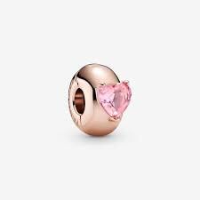 Clip solitaire en forme de coeur, cristal rose pandora rose - 789203C01 - Pandora