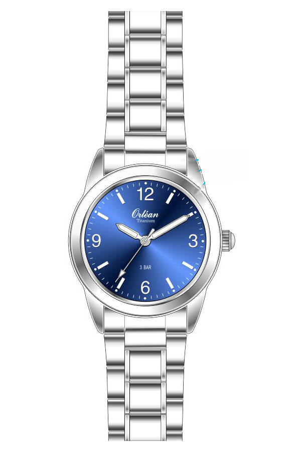 Montre titane, fond bleu - ME3631 - Orlean