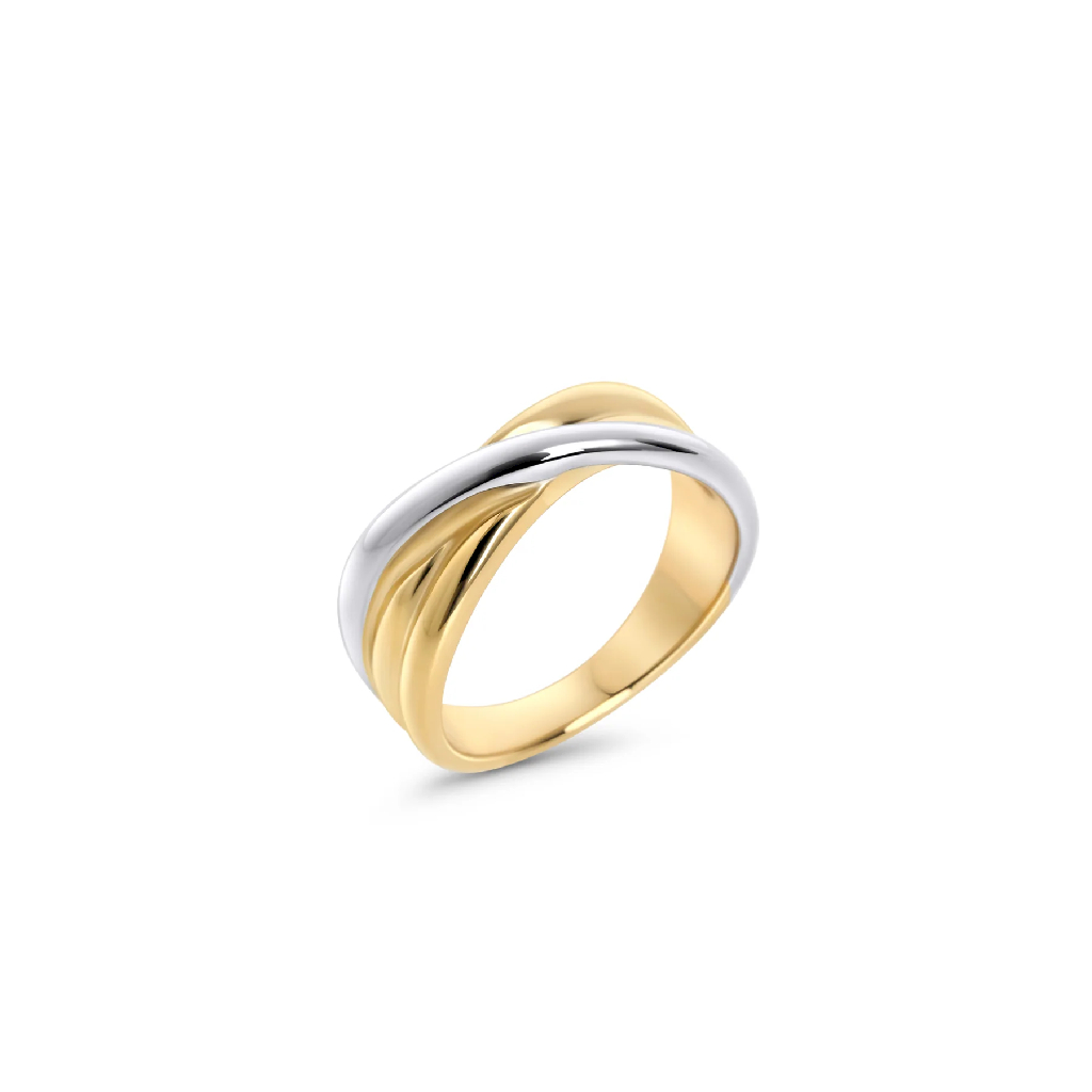 Bague Alma, acier inoxydable 2 tons (jaune et blanc)