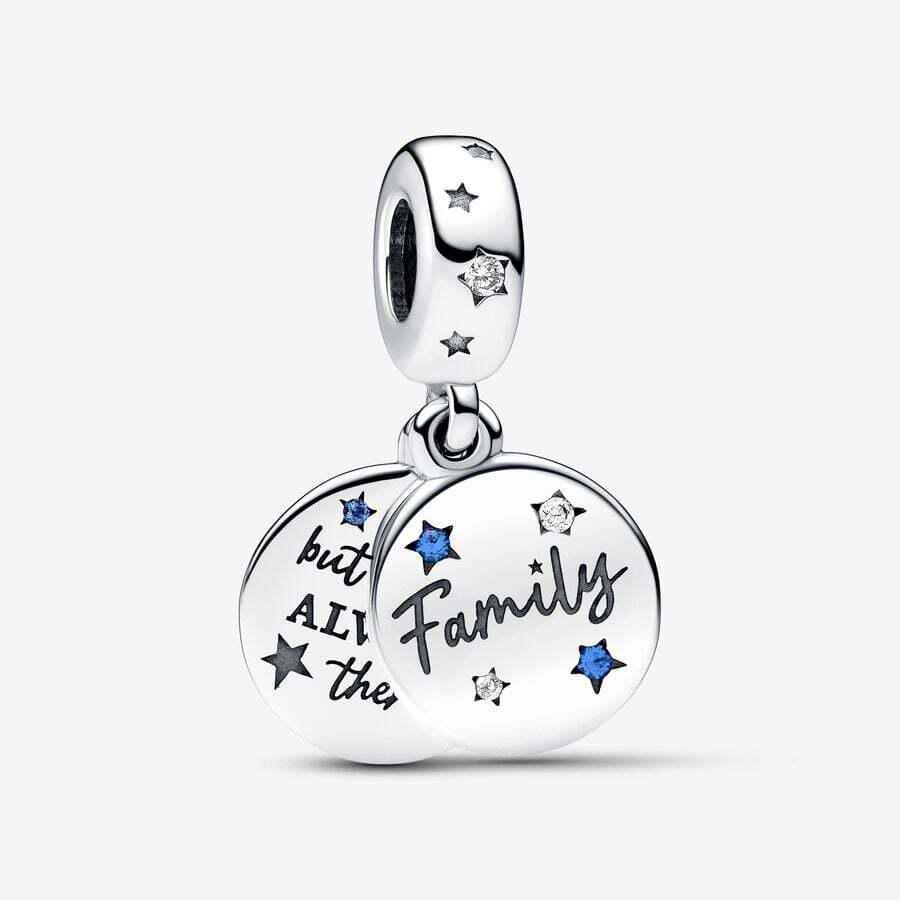 Bille double, amour familial, argent, cristaux bleus, zircons - 792987C01 - Pandora