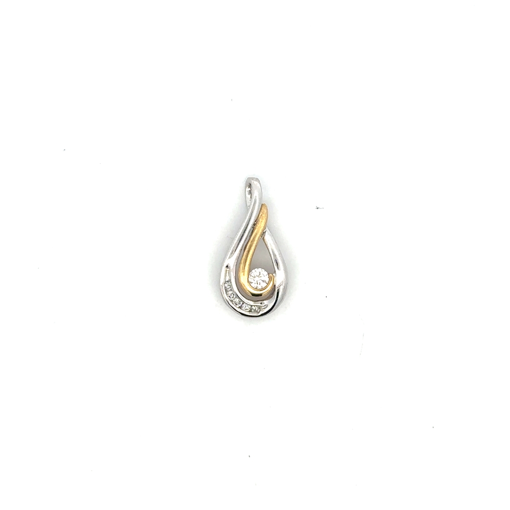 Pendentif or 2 tons (blanc et jaune), 15 points de diamant total - 32524 - Exclusivités