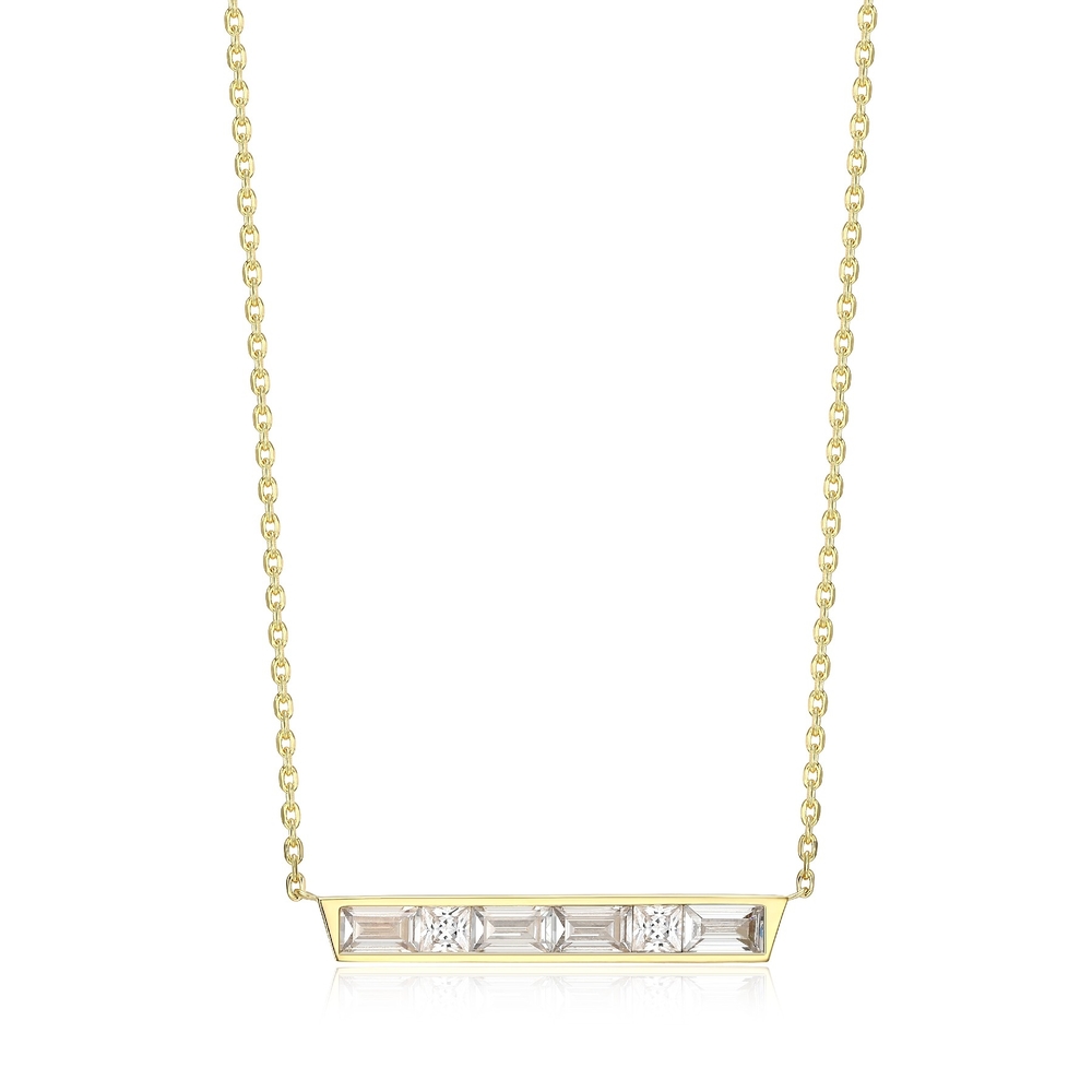 Collier argent doré, zircons - 30LBY89744 - Elle