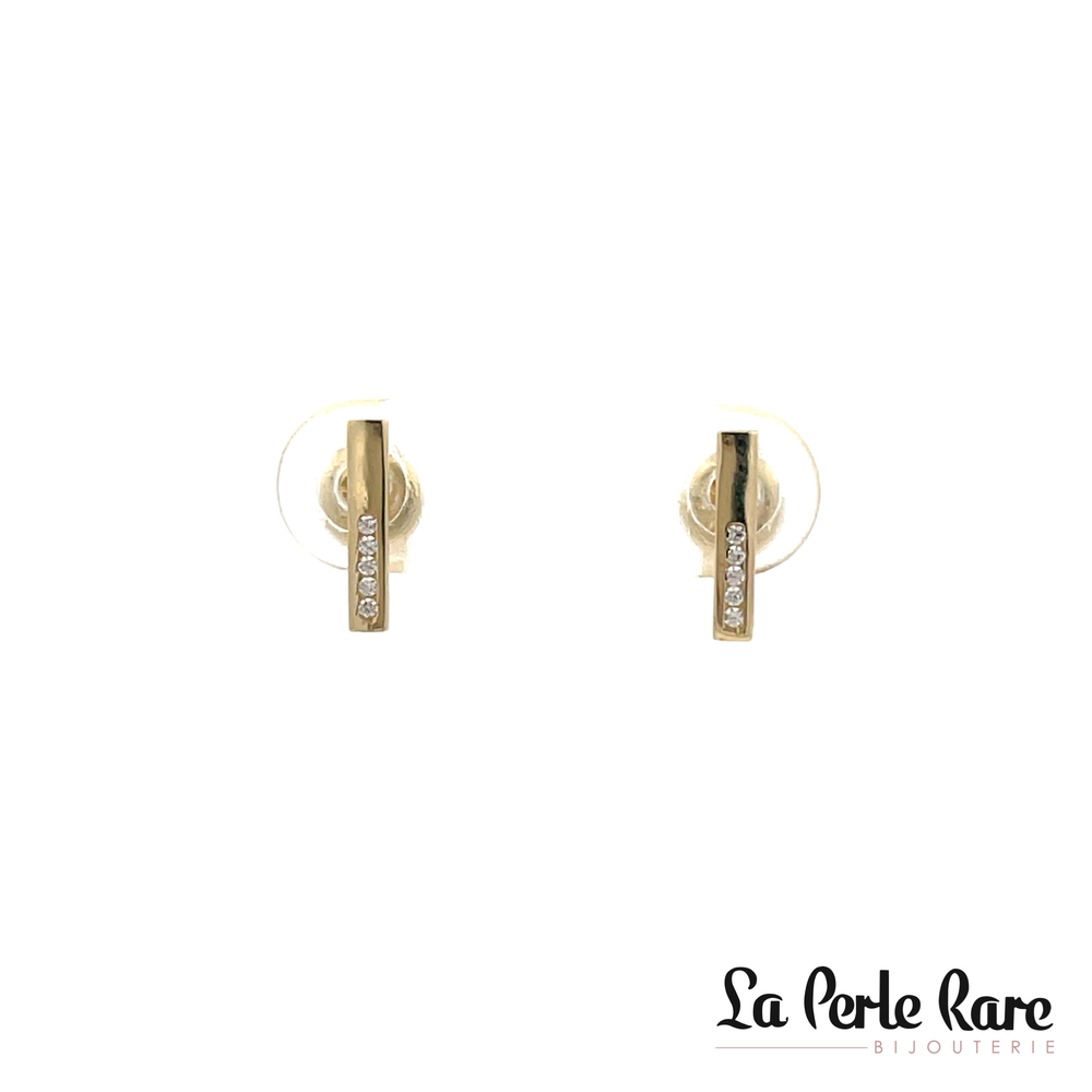 Boucles d'oreilles fixes or jaune 10 carats, zircons incolores - EDS01-6516-J - Exclusivités