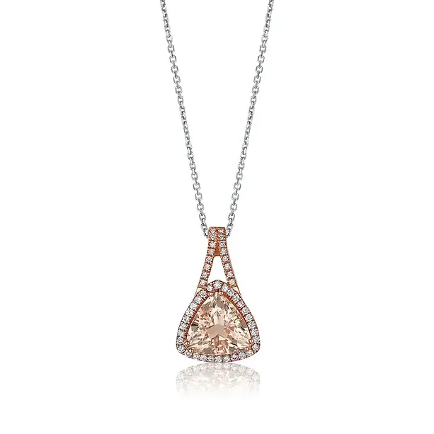 Pendentif or 2 tons (blanc/rose), morganite, 19 pts dia tot - CP3554G - Exclusivités