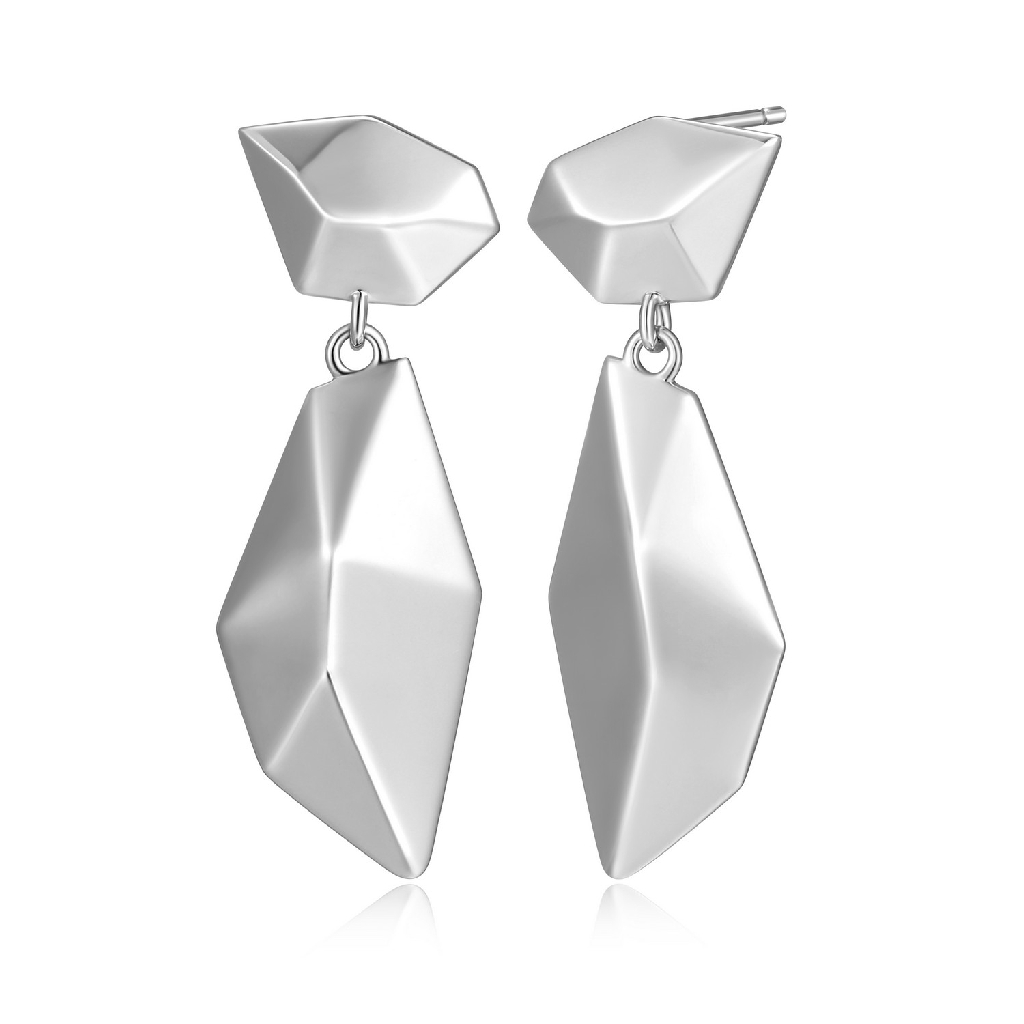 Boucles d'oreilles pendantes argent rhodié - R2LCUBA058 - Elle