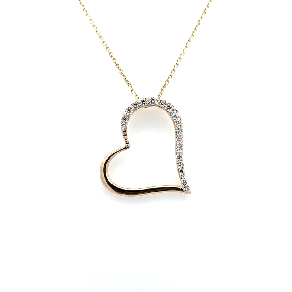 Pendentif coeur, or jaune 14 carats, 30 points de diamant total - FPD3591MG2 - Exclusivités