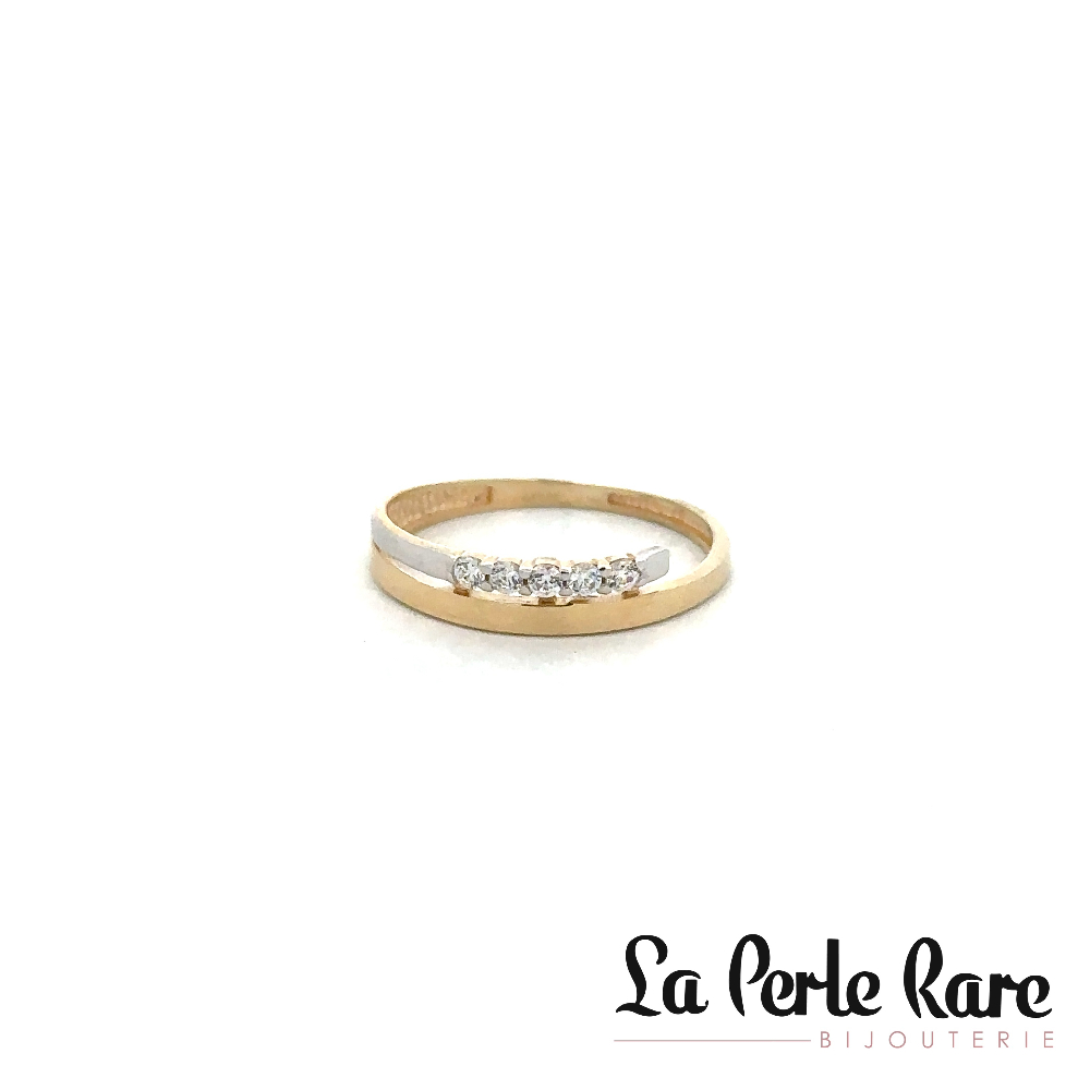 Bague or 2 tons (jaune/blanc) 10 carats, zircons incolores Bague or 2 tons (jaune/blanc) 10 carats, zircons incolores