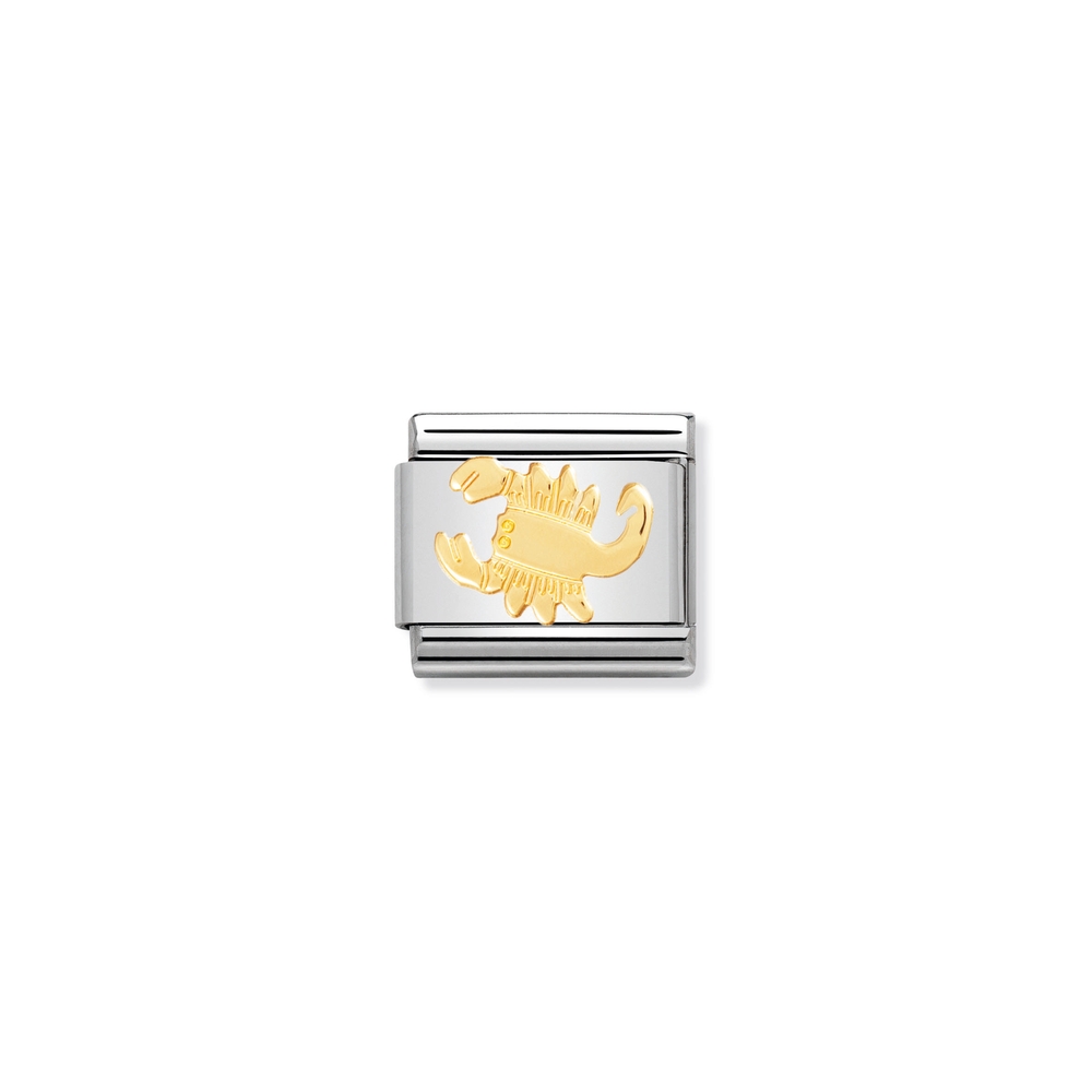 Maille classique zodiaque Scorpion, acier inoxydable, finition or jaune 18 carats - 03010408 - NOMINATION