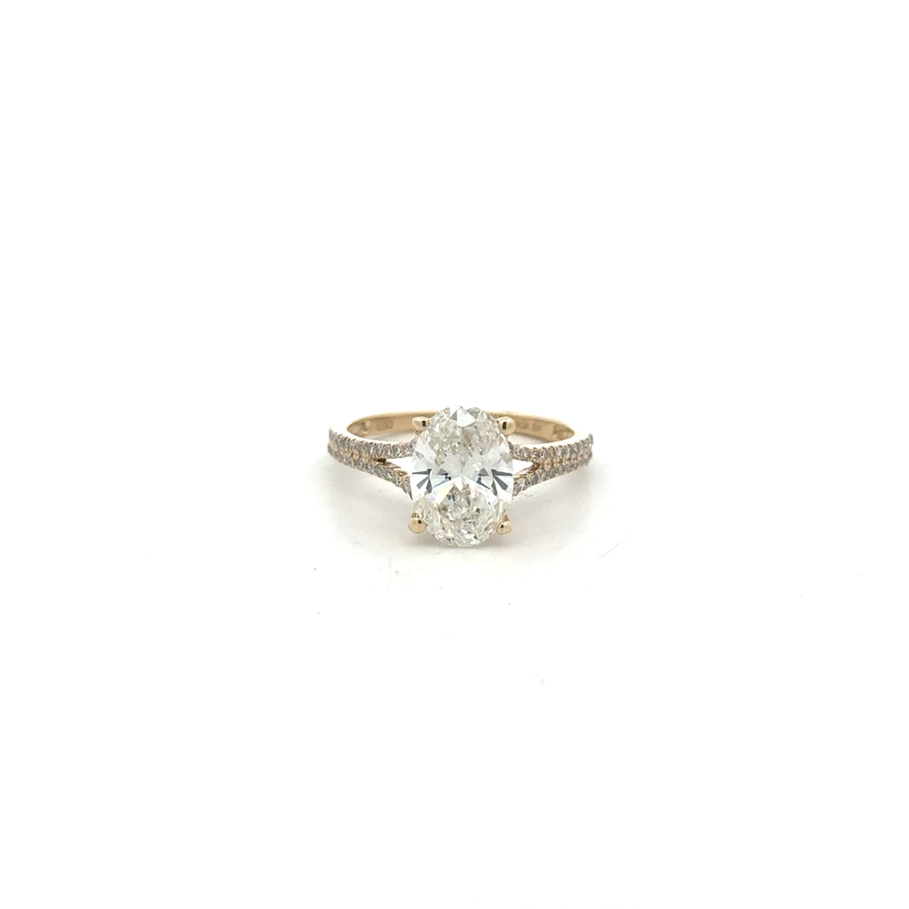 Bague or jaune 10 carats, 225 points de diamant de laboratoire total, VS1/F, certificat
