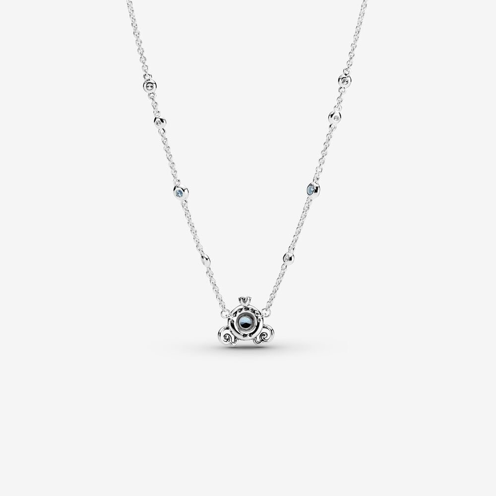 Collier Disney carrosse en citrouille, argent, cristal bleu, zircons - 399198C01-45 - Pandora