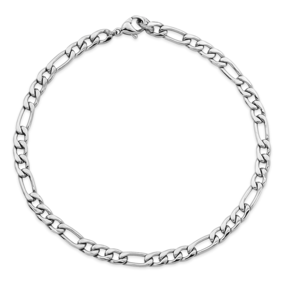 Bracelet figaro acier, 4.5 mm Bracelet figaro acier, 4.5 mm