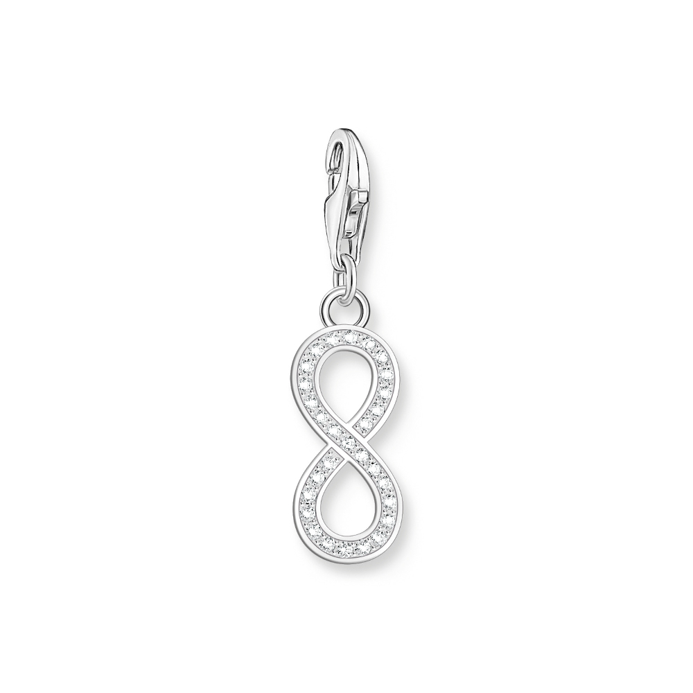 Charm symbole de l'infini, argent, zircons incolores