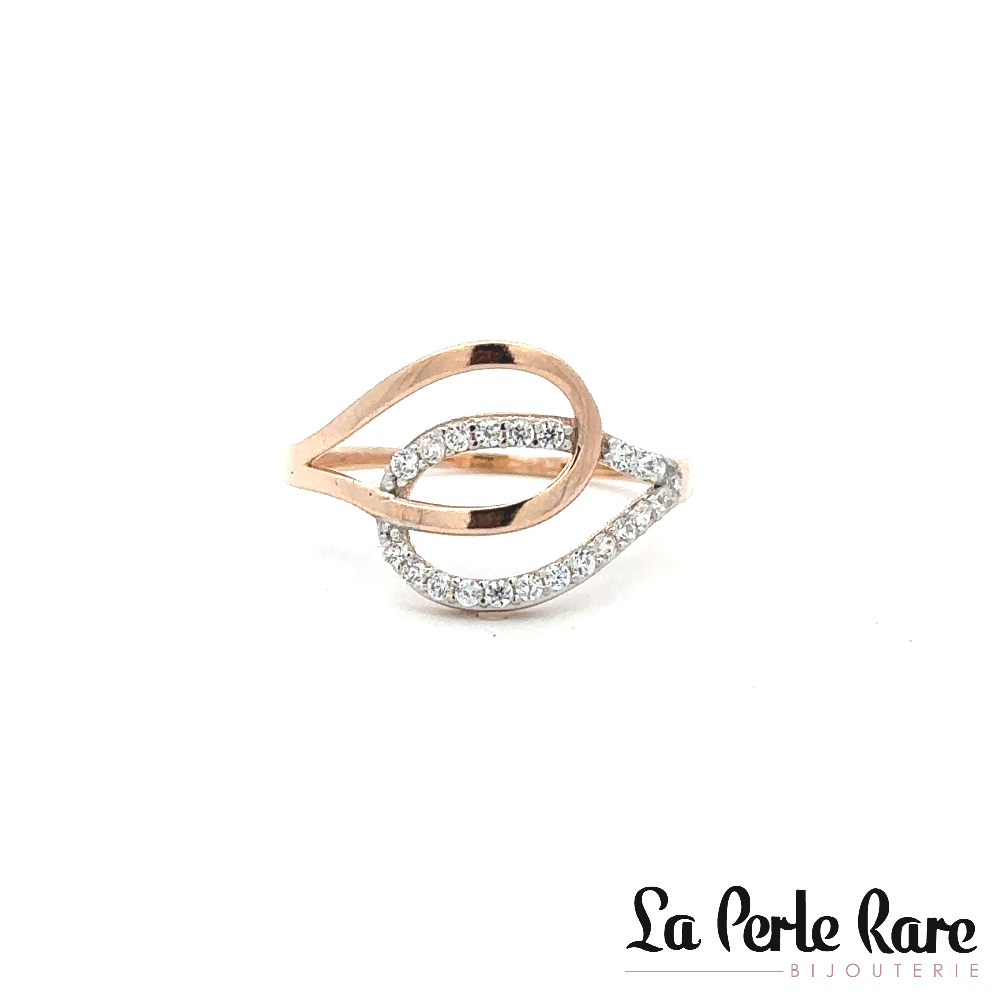 Bague or rose 10 carats, zircons incolores - RHK-106-R - Exclusivités