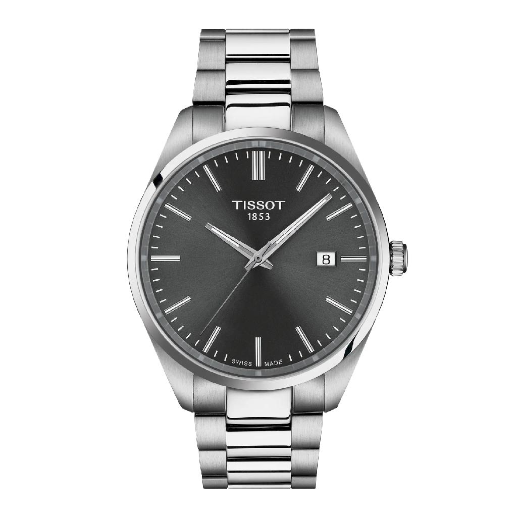 PR 100 watch, stainless steel, black dial