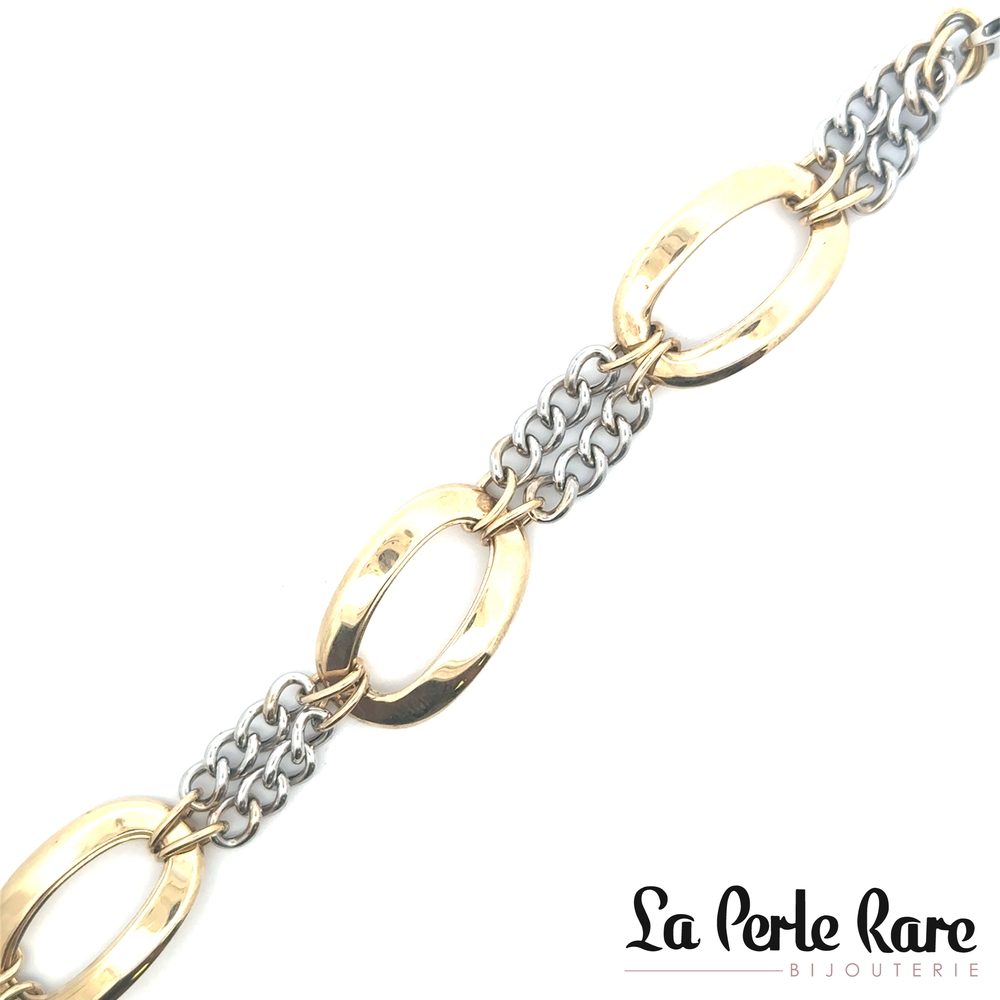 Bracelet or 2 tons (jaune et blanc) 10 carats - 770 - Exclusivités