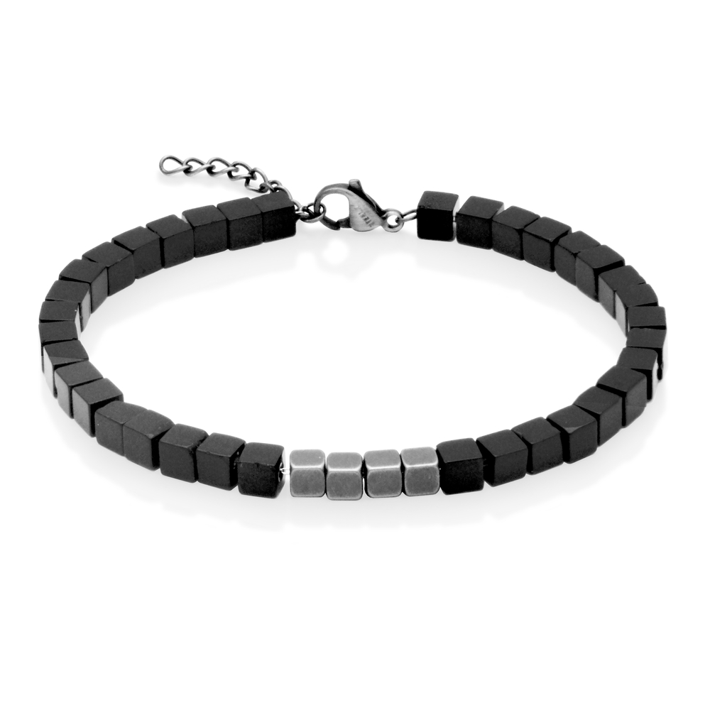 Bracelet acier noir, agates noires - T1XG810485 - Steelx