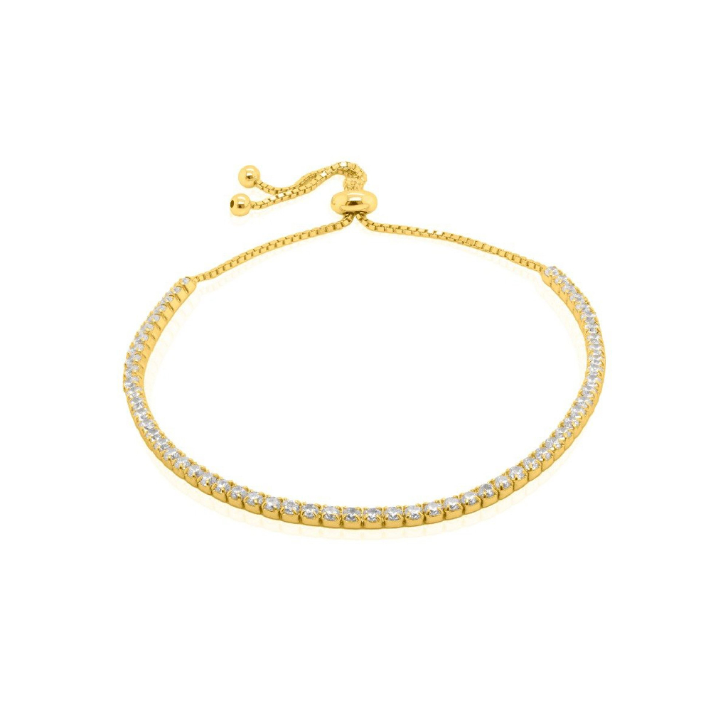 Bracelet tennis, argent finition or jaune, zircons incolores - BR-1470-G - Exclusivités