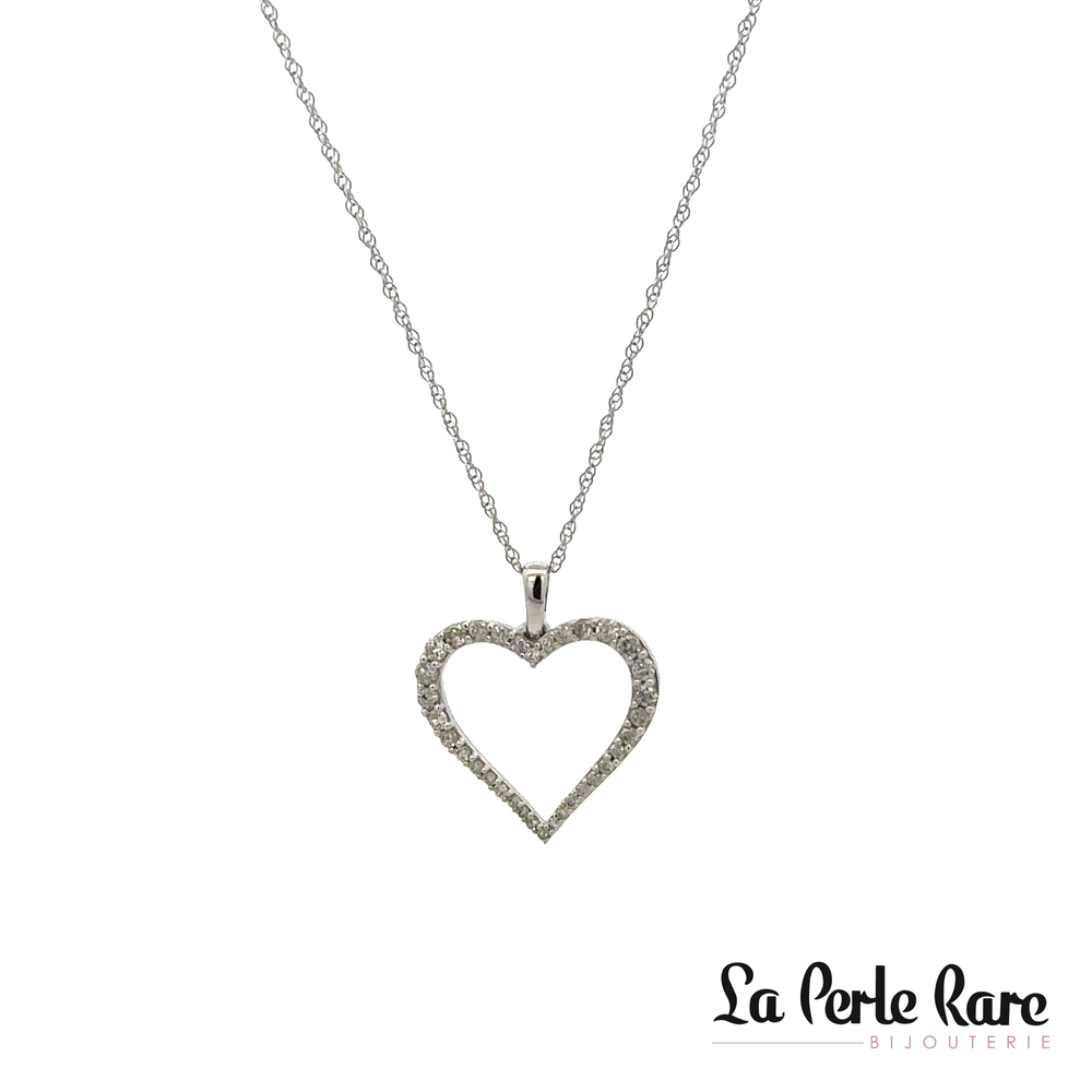 Pendentif coeur, or blanc, 25 pts dia tot - SKP30834-25NJ - Sk Diamonds