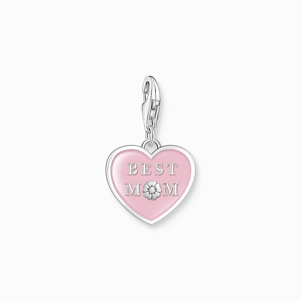 Charm coeur best mom, argent, émail rose - 2021-007-9 - Thomas Sabo