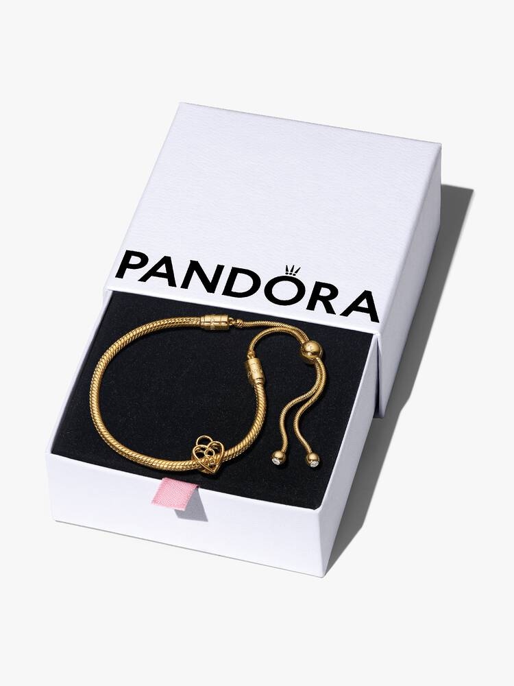 Ensemble cadeau bracelet et bille cadenas en coeur, métal unique plaqué d'or 14 carats