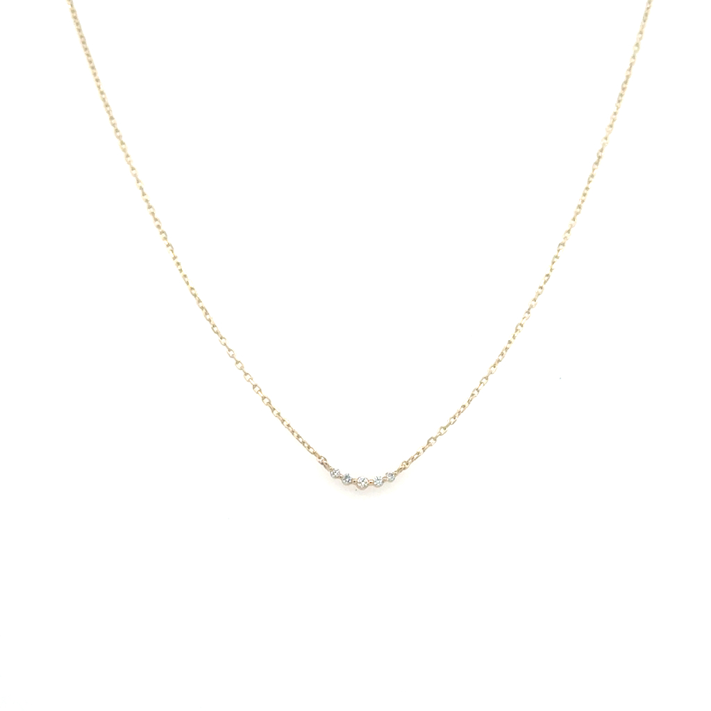 Collier or jaune 14 carats, 4 points de diamant total, SI/FG