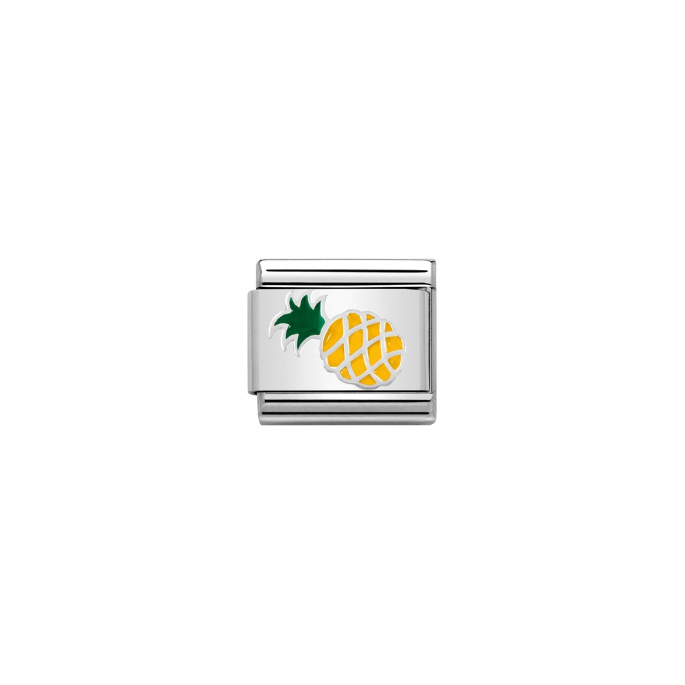 Maille classique ananas, acier inoxydable, argent, émail coloré - 33020245 - NOMINATION