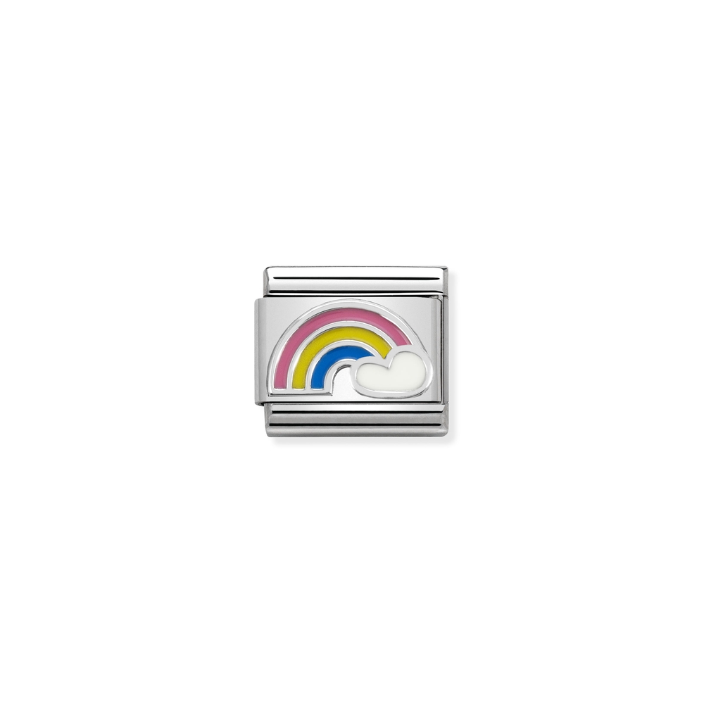 Maille classique arc-en-ciel et nuage, acier inoxydable, argent, émail coloré - 33020425 - NOMINATION